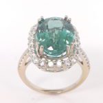 GIA Certified Blue-Green Tourmaline & Diamond 14K White Gold Ring