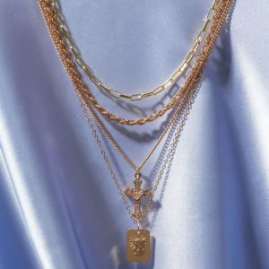 Gold necklaces with religious pendant