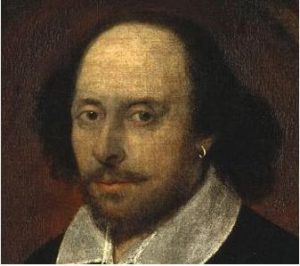 William Shakespeare wearing a gold hoop earring