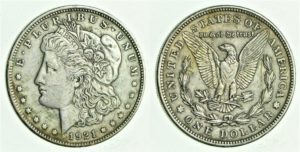 1921 MORGAN 90% SILVER DOLLAR COINS