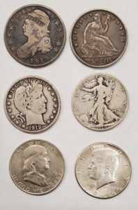 US coins, silver half dollars