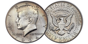 John F Kennedy 1964 half dollar Constitutional silver coin