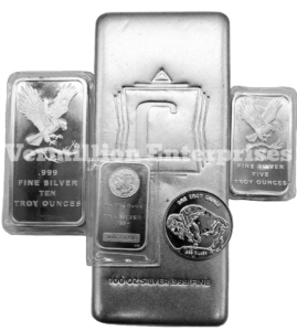 Silver bullion, bars and rounds